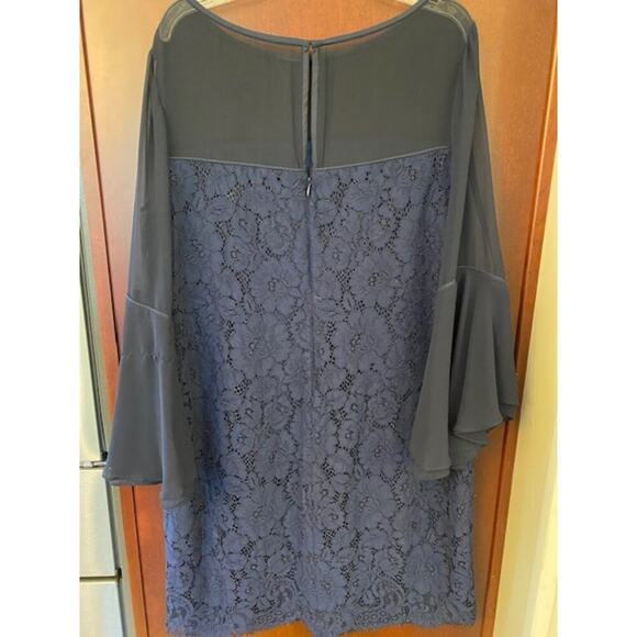 Lauren Ralph Lauren Navy Lace Dress Flutter Sleeves Size 10 - Picture 2 of 6